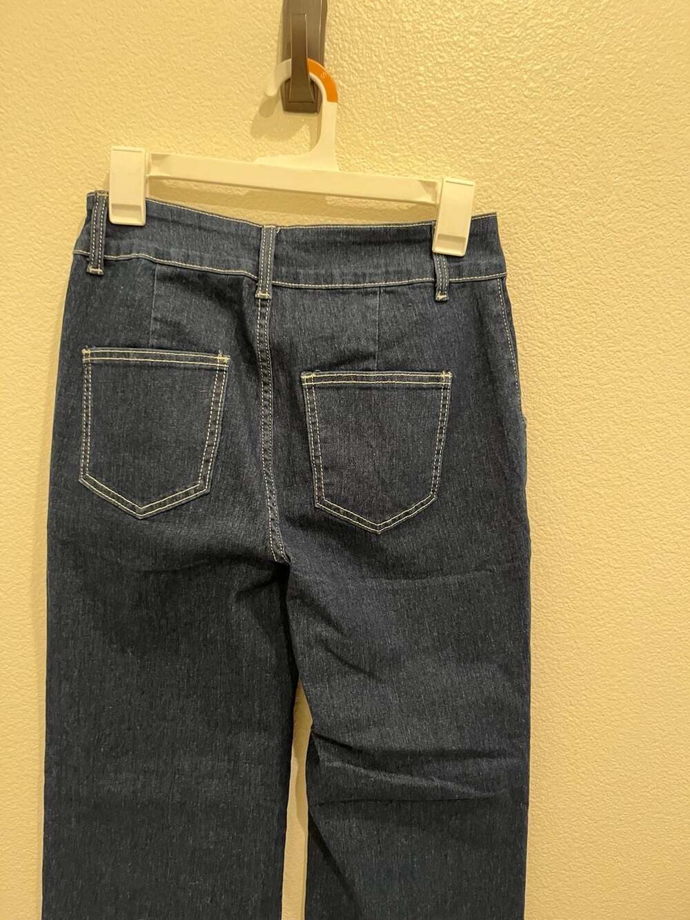 High-Waisted Contrast Stitch Wide Leg Jeans - Picture 6 of 8